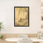 Framed Mandarin Ducks Painting in Traditional Asian Style, Elegant Home Decor for Living Room or Bedroom