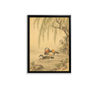 Framed Mandarin Ducks Painting in Traditional Asian Style, Elegant Home Decor for Living Room or Bedroom