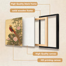 Framed Oriental Bird & Flower Art Print, Classic Asian Style, High-Quality Giclee on Canvas, Perfect for Home Decor in California
