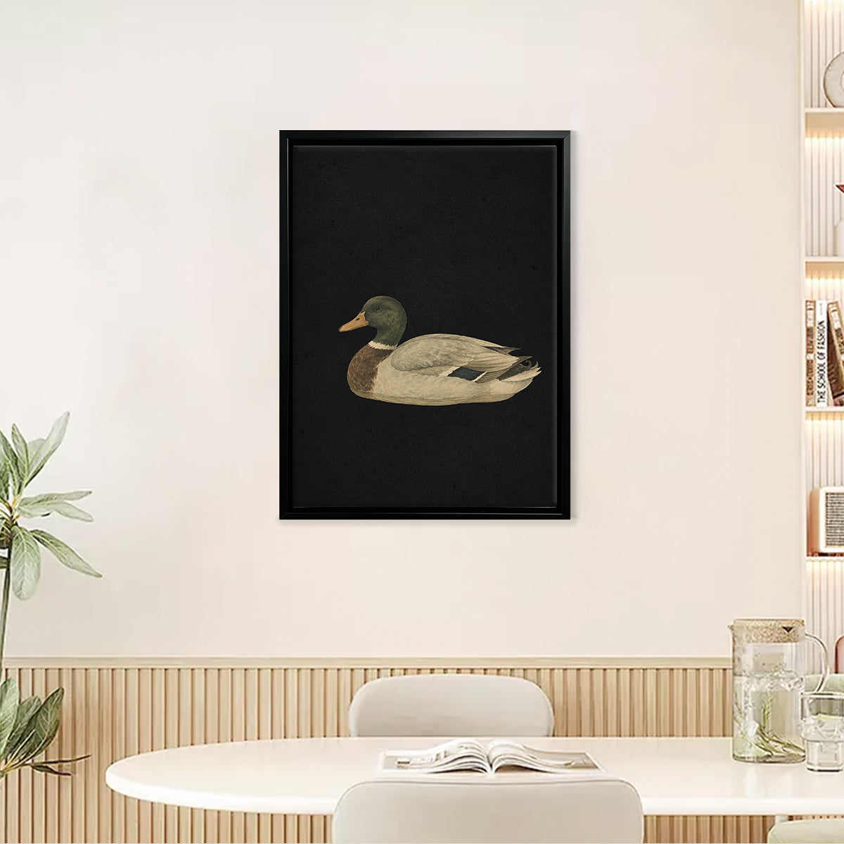 Framed Duck Art Print, Vintage Style, High-Quality Canvas, Perfect for Home Decor in Any Room