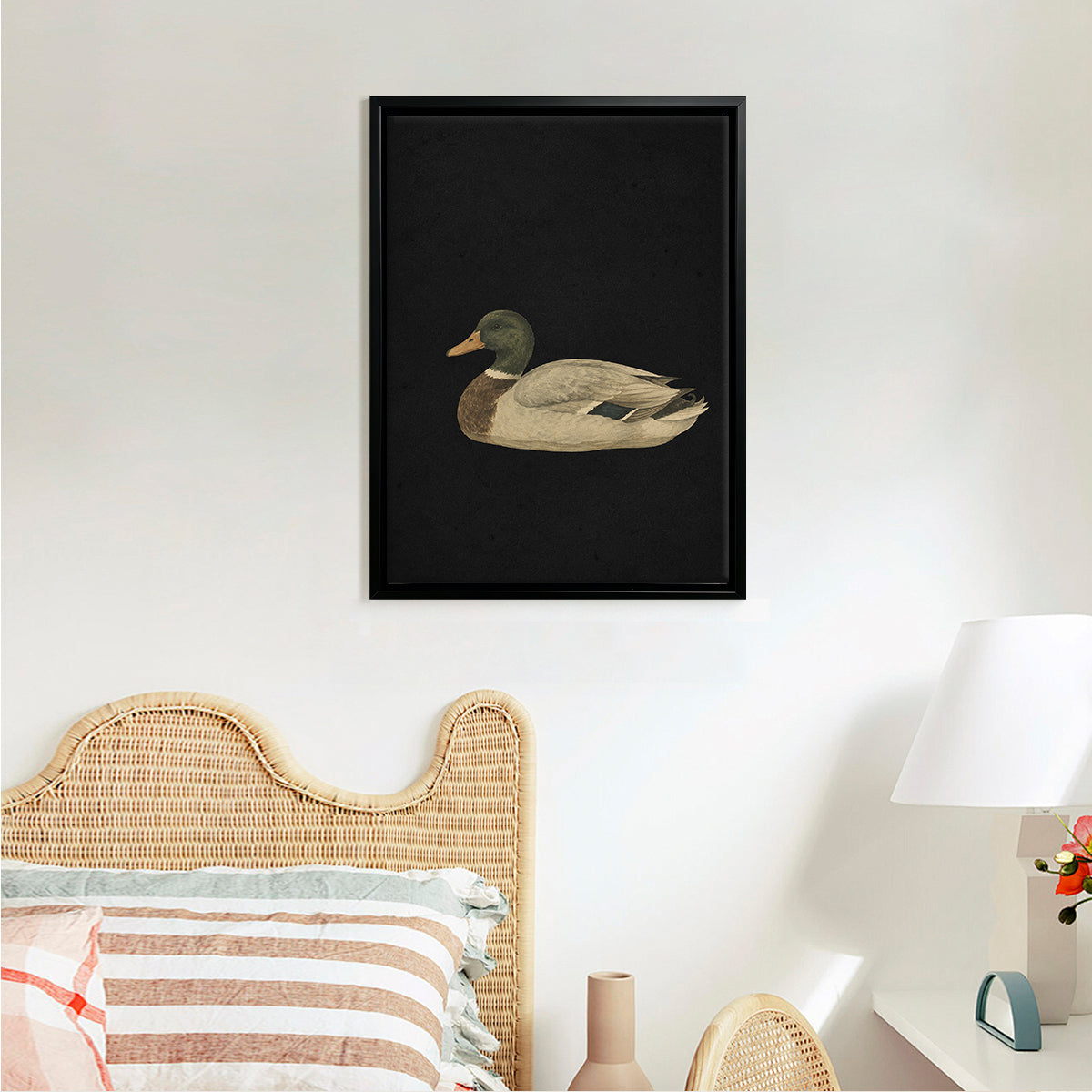 Framed Duck Art Print, Vintage Style, High-Quality Canvas, Perfect for Home Decor in Any Room