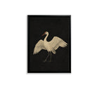 Framed Art Print of a Graceful Crane on Black Background, Perfect for Home Decor or Gift