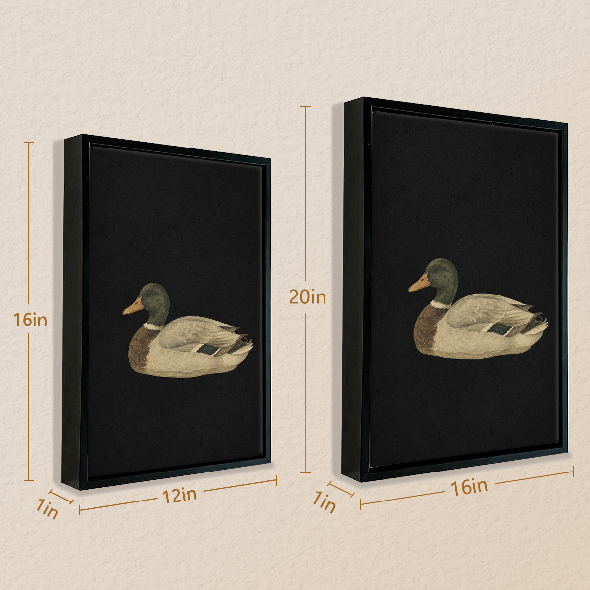 Framed Duck Art Print, Vintage Style, High-Quality Canvas, Perfect for Home Decor in Any Room