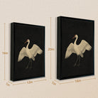 Framed Art Print of a Graceful Crane on Black Background, Perfect for Home Decor or Gift