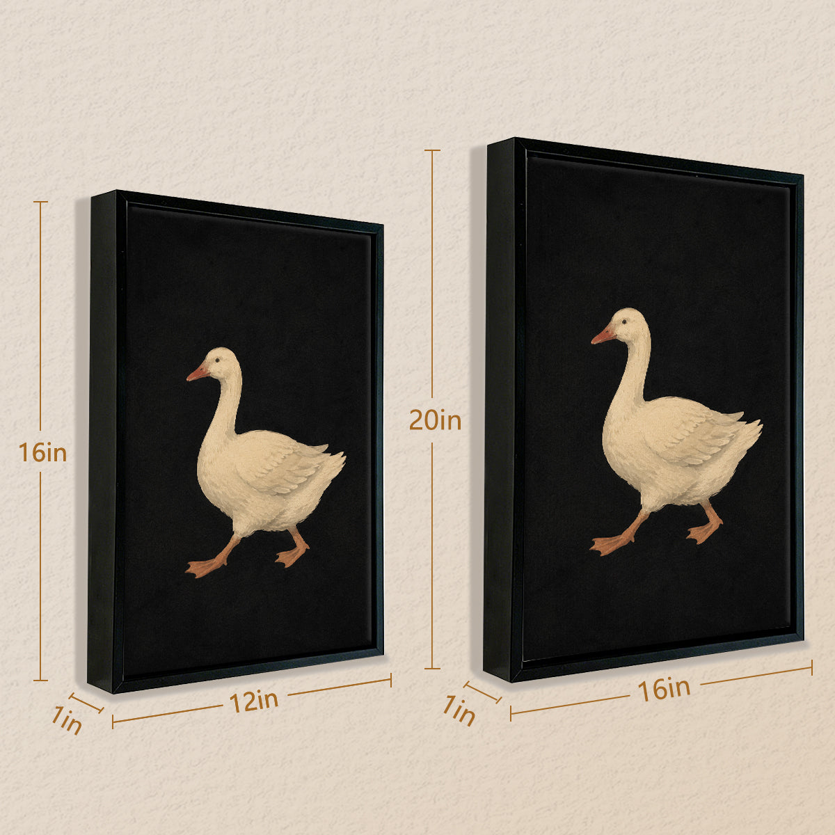 Framed Goose Art Print, Elegant Black Background Design, High-Quality Canvas, Perfect Home Decor for Any Room