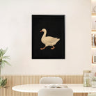 Framed Goose Art Print, Elegant Black Background Design, High-Quality Canvas, Perfect Home Decor for Any Room