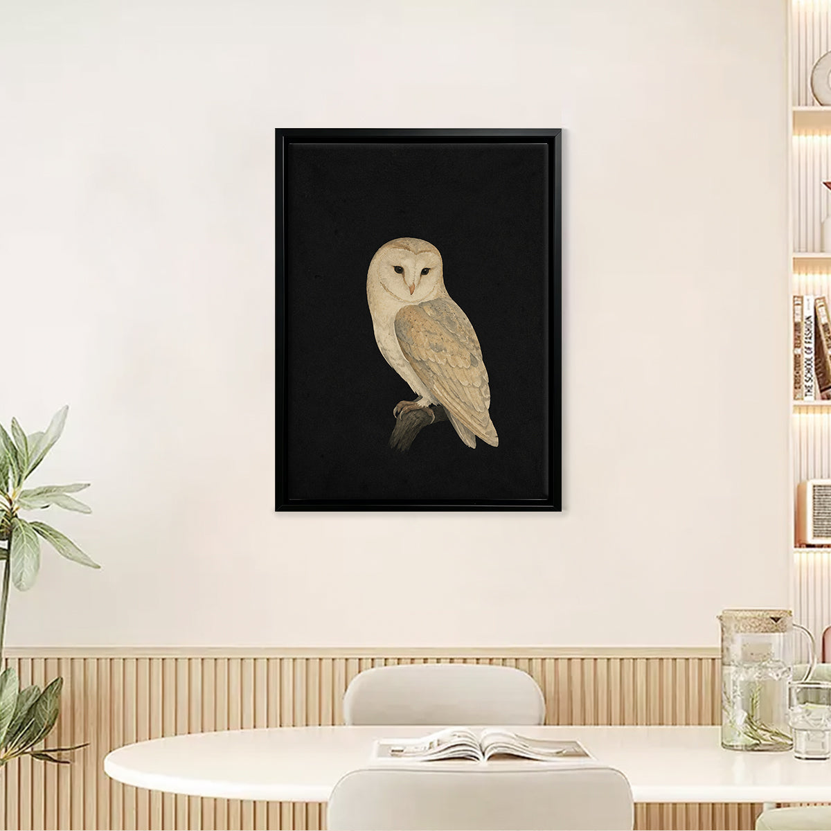 Framed Barn Owl Art Print, Vintage Style, High-Quality Canvas, Perfect Home Decor for Any Room