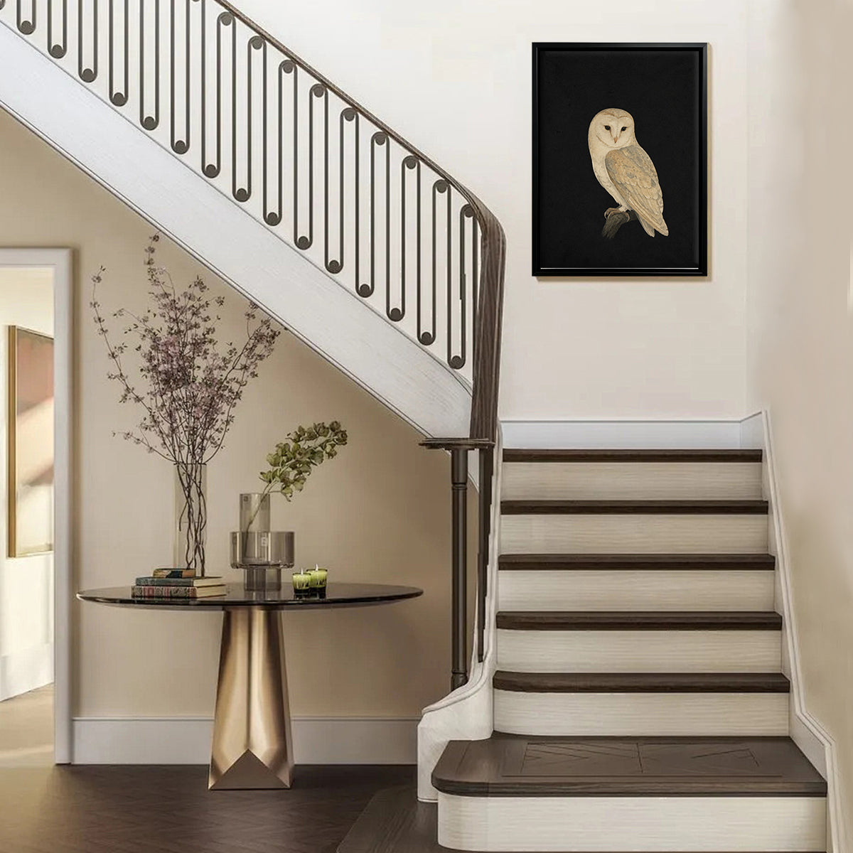 Framed Barn Owl Art Print, Vintage Style, High-Quality Canvas, Perfect Home Decor for Any Room