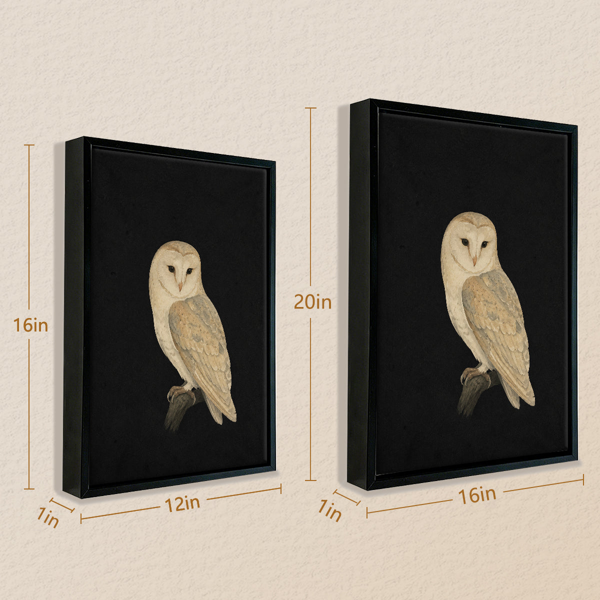 Framed Barn Owl Art Print, Vintage Style, High-Quality Canvas, Perfect Home Decor for Any Room