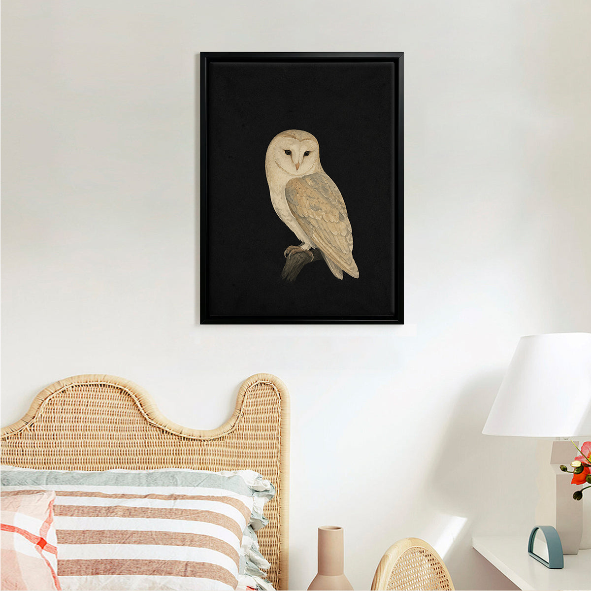 Framed Barn Owl Art Print, Vintage Style, High-Quality Canvas, Perfect Home Decor for Any Room