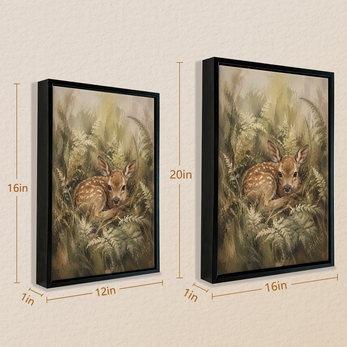 Framed Deer Fawn Art Print in Natural Ferns Style, Perfect for Home Decor or Gift