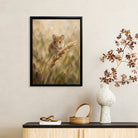 Framed Oil Painting of a Mouse in Wheat Field, Realistic Style, High-Quality Artwork for Home Decor
