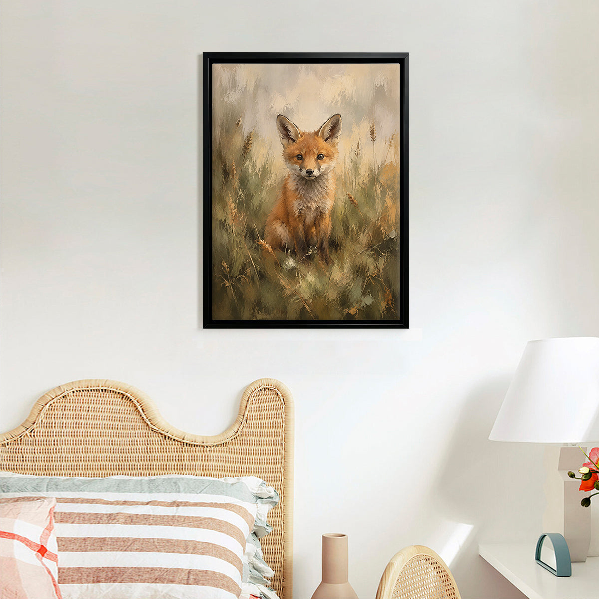 Framed Fox Art Print in Oil Style, Premium Quality Canvas, Perfect for Home Decor or Gift