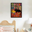 Framed Cat with Lemons Art Print, Vibrant Floral Style, High-Quality Matte Finish, Perfect Home Decor for Any Room
