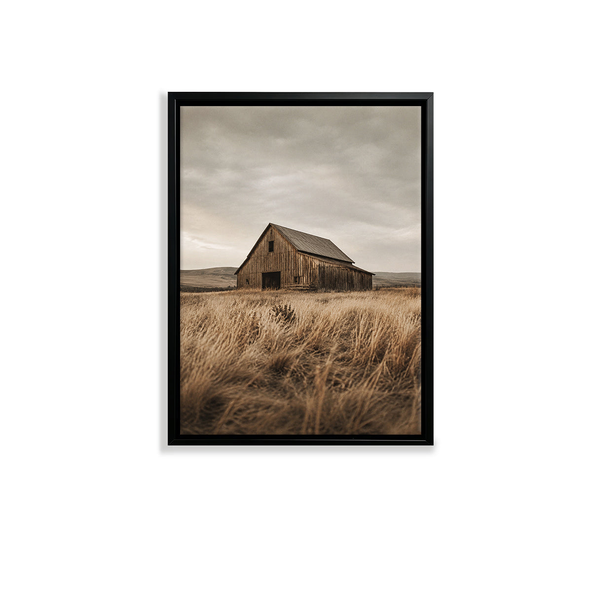 Framed Barn Landscape Art Print, Vintage Rustic Style, High-Quality Matte Finish, Perfect for Home Decor in Any Room