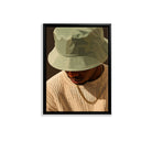 Framed Art Print of a Man in a Bucket Hat and Sweater, Modern Urban Style, High-Quality Matte Finish