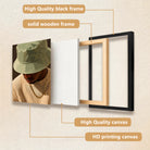 Framed Art Print of a Man in a Bucket Hat and Sweater, Modern Urban Style, High-Quality Matte Finish