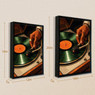 Framed Vinyl Record Art Print, Retro DJ Turntable Scene, High-Quality Canvas, Perfect Home Decor for Music Lovers