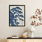 Framed Blue and White Pine Tree Art Print, Traditional Asian Style, High-Quality Giclee Print, Perfect for Home Decor in New York