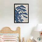 Framed Blue and White Pine Tree Art Print, Traditional Asian Style, High-Quality Giclee Print, Perfect for Home Decor in New York
