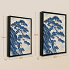 Framed Blue and White Pine Tree Art Print, Traditional Asian Style, High-Quality Giclee Print, Perfect for Home Decor in New York
