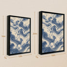 Framed Ocean Waves Art Print in Blue and Cream, Japanese Style, Perfect for Home Decor or Gift