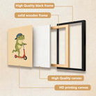 Framed Art Print of Frog on Scooter, Whimsical Illustration, High-Quality Matte Finish, Perfect for Home Decor in California
