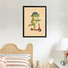 Framed Art Print of Frog on Scooter, Whimsical Illustration, High-Quality Matte Finish, Perfect for Home Decor in California