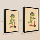 Framed Art Print of Frog on Scooter, Whimsical Illustration, High-Quality Matte Finish, Perfect for Home Decor in California