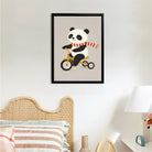 Framed Art Print of Panda Riding Tricycle, Adorable Animal Design, High-Quality Matte Finish, Perfect for Nursery or Home Decor