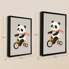 Framed Art Print of Panda Riding Tricycle, Adorable Animal Design, High-Quality Matte Finish, Perfect for Nursery or Home Decor
