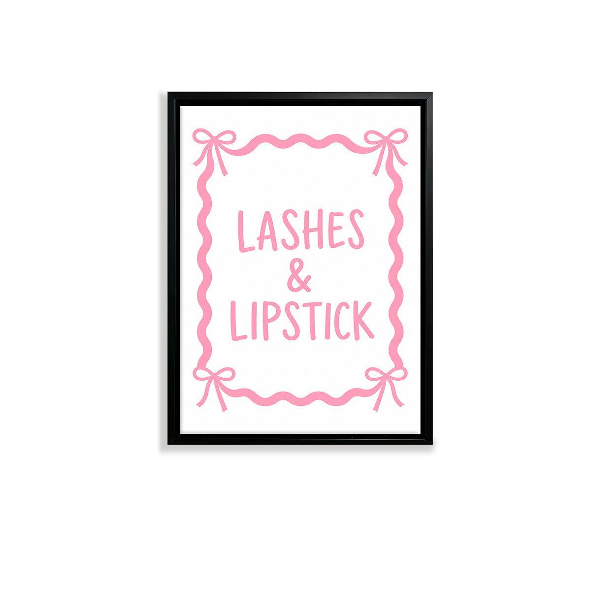 Framed Lashes & Lipstick Art Print, Modern Feminine Design, High-Quality Matte Finish, Perfect Home Decor for Any Room in New York
