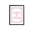 Framed Lashes & Lipstick Art Print, Modern Feminine Design, High-Quality Matte Finish, Perfect Home Decor for Any Room in New York