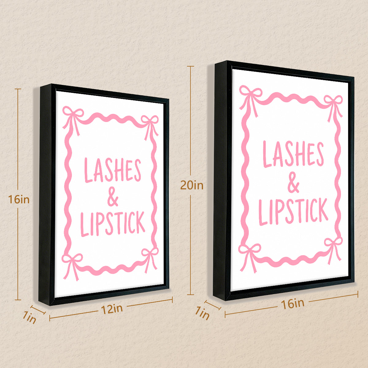Framed Lashes & Lipstick Art Print, Modern Feminine Design, High-Quality Matte Finish, Perfect Home Decor for Any Room in New York
