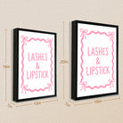 Framed Lashes & Lipstick Art Print, Modern Feminine Design, High-Quality Matte Finish, Perfect Home Decor for Any Room in New York