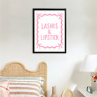 Framed Lashes & Lipstick Art Print, Modern Feminine Design, High-Quality Matte Finish, Perfect Home Decor for Any Room in New York