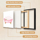 Framed Bathtub with Bubbles and Tulip Watercolor Art Print, Elegant Bathroom Decor, High-Quality Matte Finish