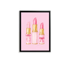 Framed Art Print of Pink Lipsticks with Gold Accents, Perfect for Home Decor in Any Room