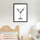 Framed Black and White Martini Glass Art Print, Elegant Bar Theme, High-Quality Matte Finish, Perfect Home Decor for Living Room or Bar