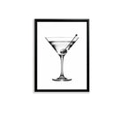 Framed Black and White Martini Glass Art Print, Elegant Bar Theme, High-Quality Matte Finish, Perfect Home Decor for Living Room or Bar