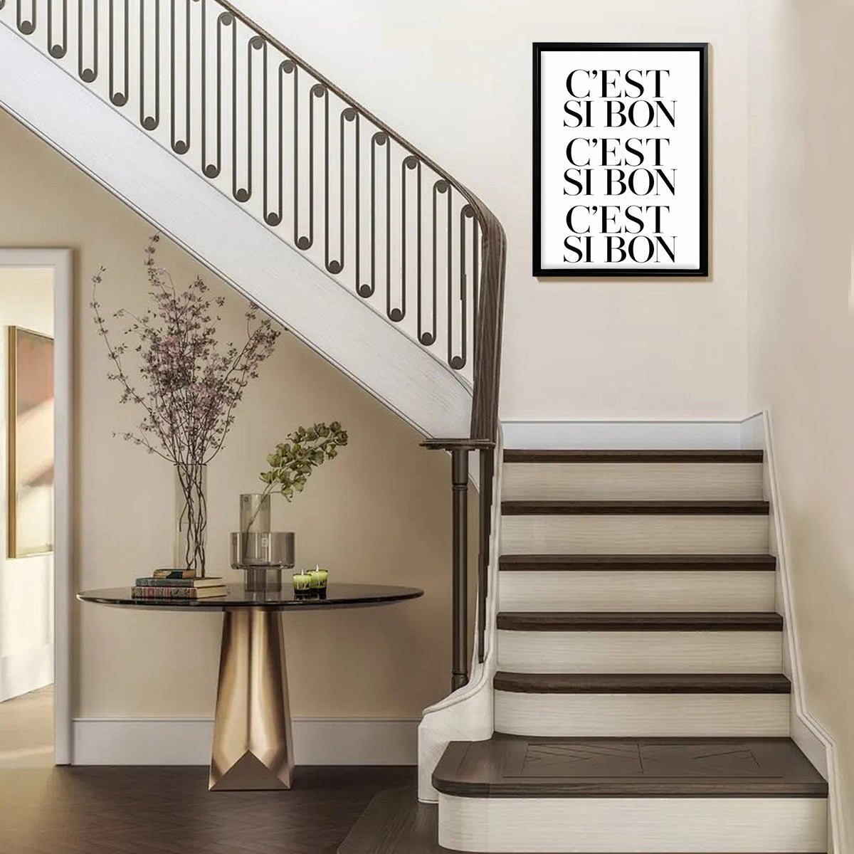 Modern French Typography Art Print, Black Frame, Home Decor for Living Room or Bedroom