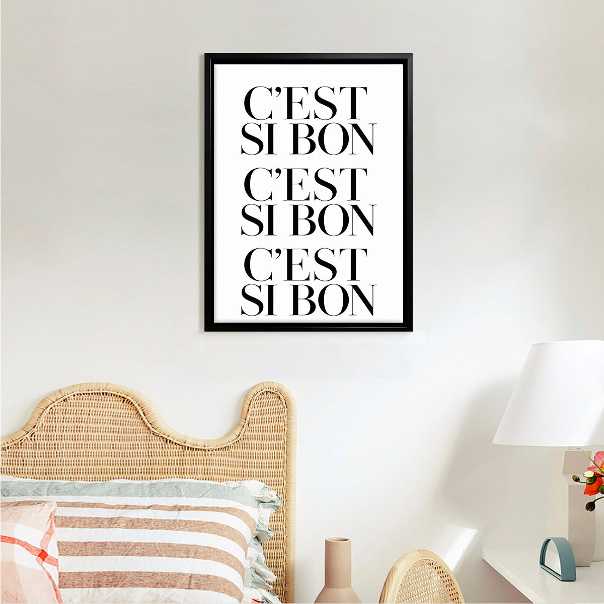 Modern French Typography Art Print, Black Frame, Home Decor for Living Room or Bedroom