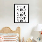 Modern French Typography Art Print, Black Frame, Home Decor for Living Room or Bedroom