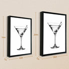 Framed Black and White Martini Glass Art Print, Elegant Bar Theme, High-Quality Matte Finish, Perfect Home Decor for Living Room or Bar