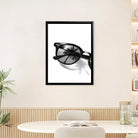 Black Sunglasses with Palm Tree Reflection Art Print, Modern Minimalist Framed Wall Decor for Home or Office