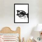Black Sunglasses with Palm Tree Reflection Art Print, Modern Minimalist Framed Wall Decor for Home or Office