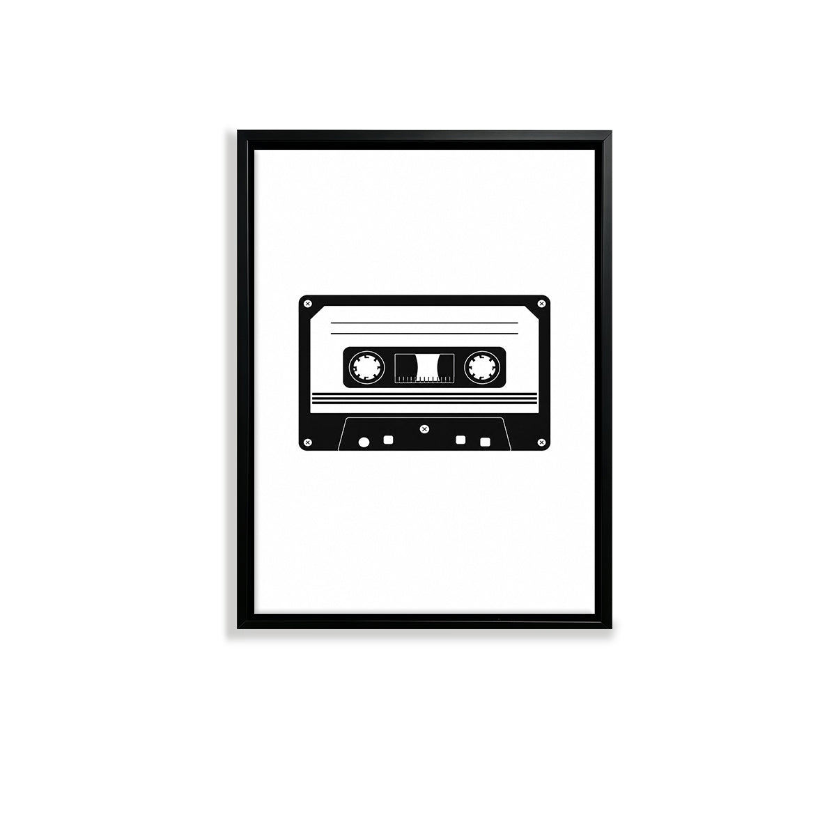 Framed Cassette Tape Art Print, Retro Style, High-Quality Black and White Design, Perfect for Home Decor in California