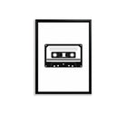 Framed Cassette Tape Art Print, Retro Style, High-Quality Black and White Design, Perfect for Home Decor in California