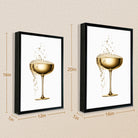 Modern Golden Champagne Glass Art Print, Elegant Design for Home Decor, Perfect Gift for Any Occasion
