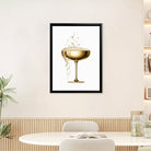 Modern Golden Champagne Glass Art Print, Elegant Design for Home Decor, Perfect Gift for Any Occasion